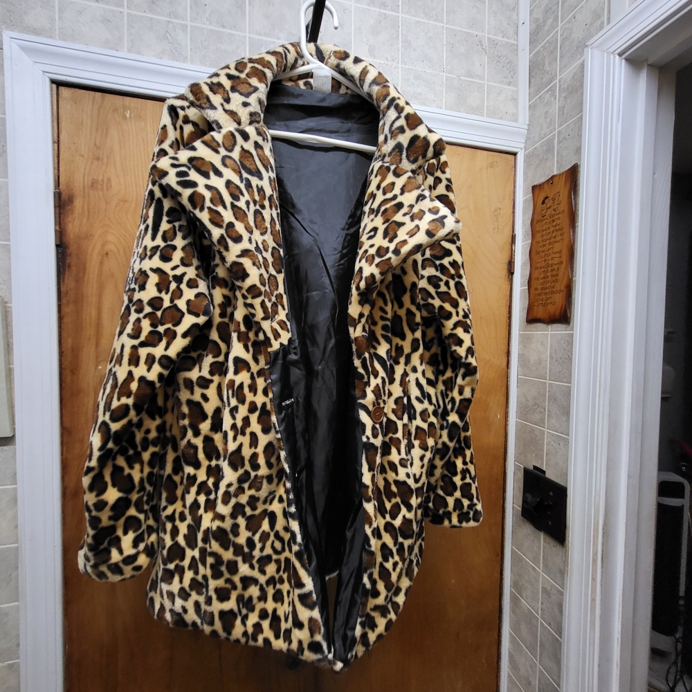 Leopard Print Faux Fur Coat